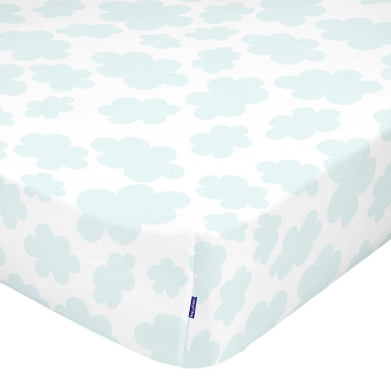 HappyFriday Fitted sheet MR Fox White 70 x 140 x 14 cm Clouds - Image 1