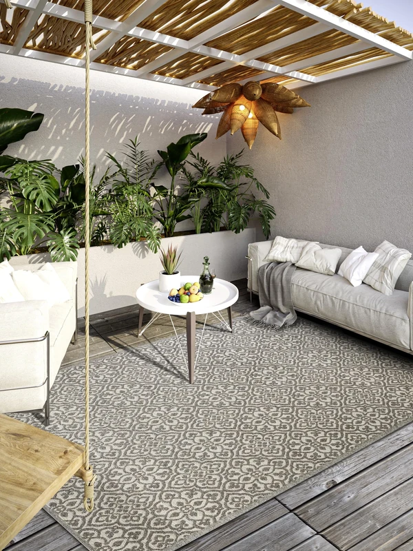 Villeroy & Boch Julie Indoor & Outdoor Rug Modern - Modern Flat Weave, High-Low Effect, Oeko-Tex Weatherproof and UV-Resistant for Balcony, Patio, Garden - Natural Brown Beige, 160 x 230 cm