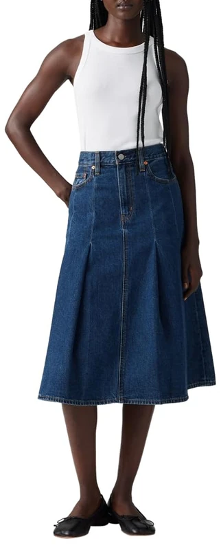 Levi's Pleated Midi Skirt Slightly Circular, Slightly Circular, 27W