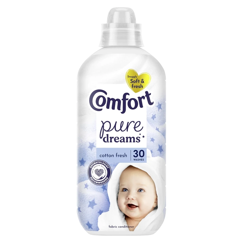 Comfort Pure Dreams Cotton Fresh Fabric Conditioner Dermatologist-Recommended Gentle Next to Sensitive Skin 30 washes (900 ml)