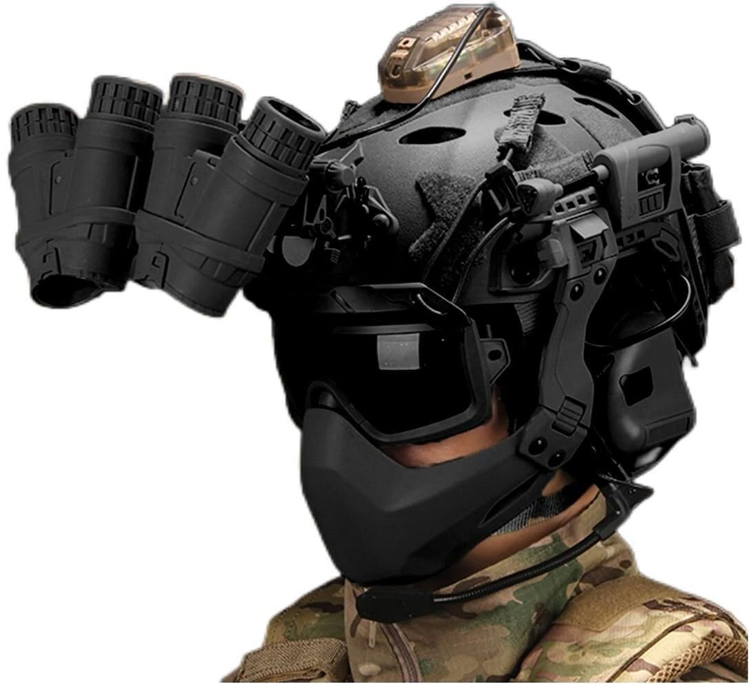 TS TAC-SKY Noise Canceling Headphones Paintball Goggles And NVG Model For Outdoor Hunting CS Game Fotrsta Tactical Full Face Protection Mask Helmet Set(BKA)