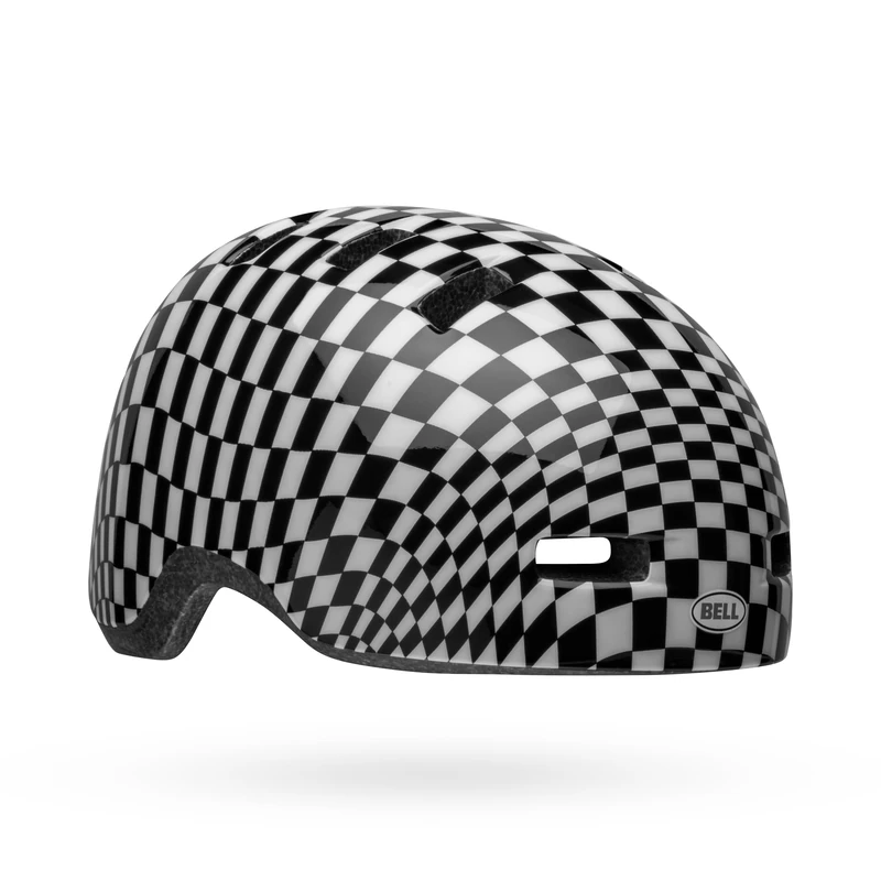 Bell Lil Ripper Checkers Ce Kids Helmet, Compact Shell, Adjustable Fit, No-Pinch Buckle, Fun Graphics, Safe & Stylish for Young Riders, Color: Black/White, Size: UT