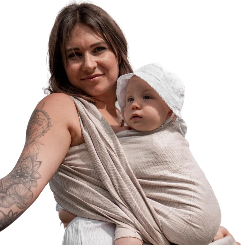 Hoppediz Woven Baby Sling from Birth, Newborn to Toddler, Linen Blend Organic Organic, Grenada Natural, 5.40 m
