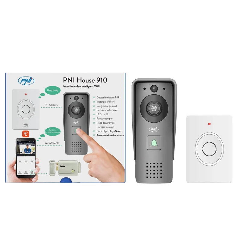 PNI Smart video intercom House 910 WiFi HD, P2P, electric lock control, smart with other Tuya compatible products