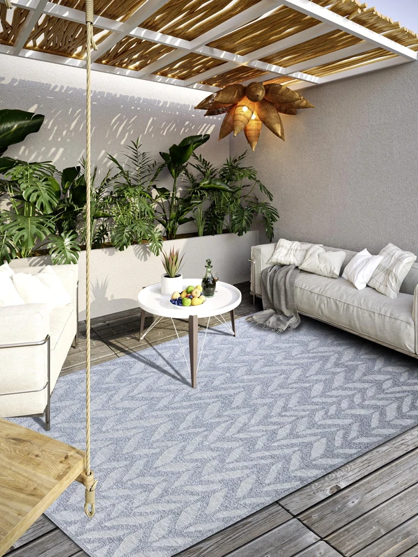 Villeroy & Boch Georgette Indoor & Outdoor Rug Modern - Modern Flat Weave, High-Low Effect, Oeko-Tex Weatherproof & UV-Resistant for Balcony, Patio, Garden - Grey, 160 x 230 cm