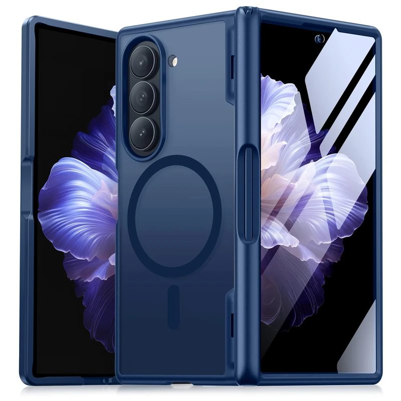 MOBOSI for Samsung Galaxy Z Fold 6 Case [Compatible with Magsafe], [Built-in Hinge Protection & Screen Protector] Magnetic Shockproof Full Body Slim Phone Case for Z Fold6 with S Pen Holder, Blue