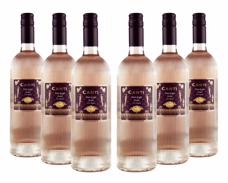 Canti - Italian Rosè Dry Wine Pinot Grigio D.O.C. Friuli 12,5%, Fresh Flavor with a Soft, Round Palate, 6x750 ml