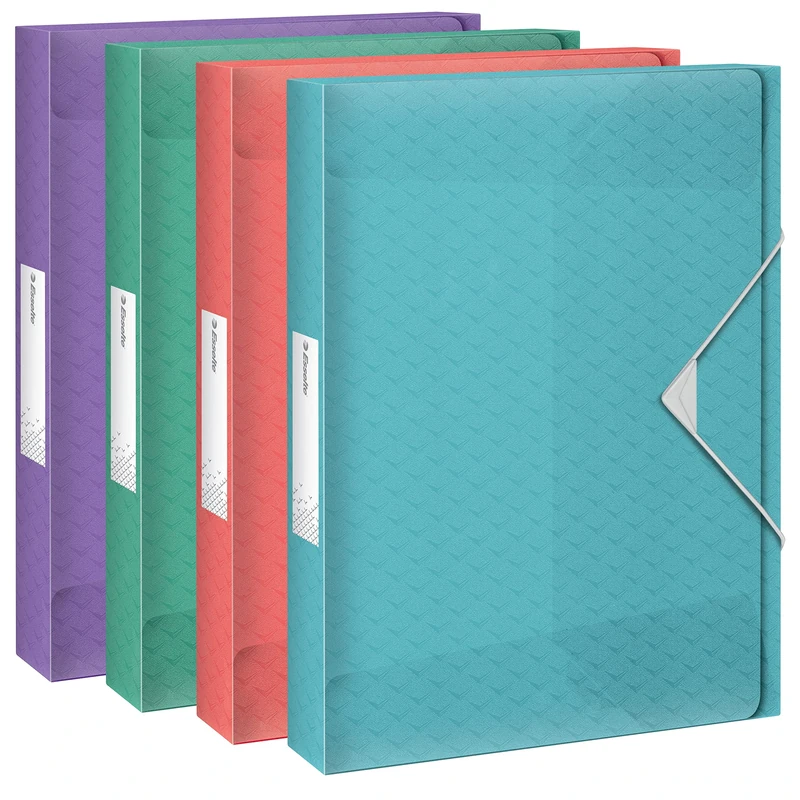 Esselte Colour'Breeze 626266 Storage Box Extra A4, Pack of 5, 40 mm Spine Width for up to 350 Sheets, Polypropylene, Storage and Transport of Documents and Folders, Various Colours