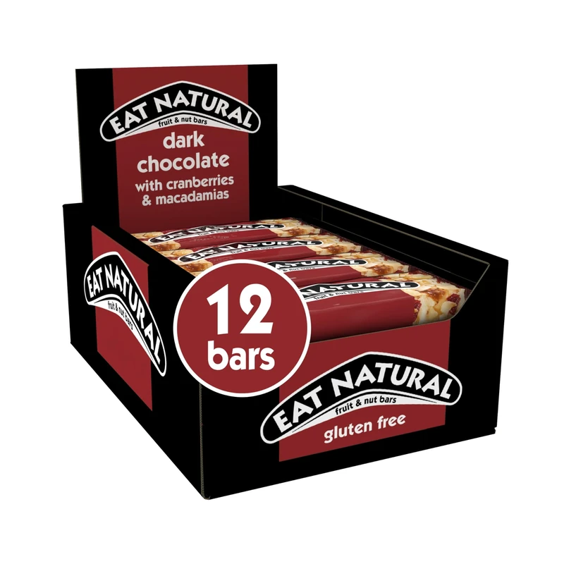 Eat Natural Dark Chocolate with Cranberries & Macadamias Fruit & Nut Bars 12 x 40g