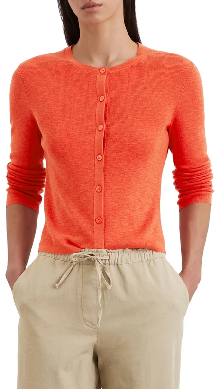 Marc OߴPolo Women's Slim Fit Cardigan with Button Placket, Red (Burnt Red), XXS