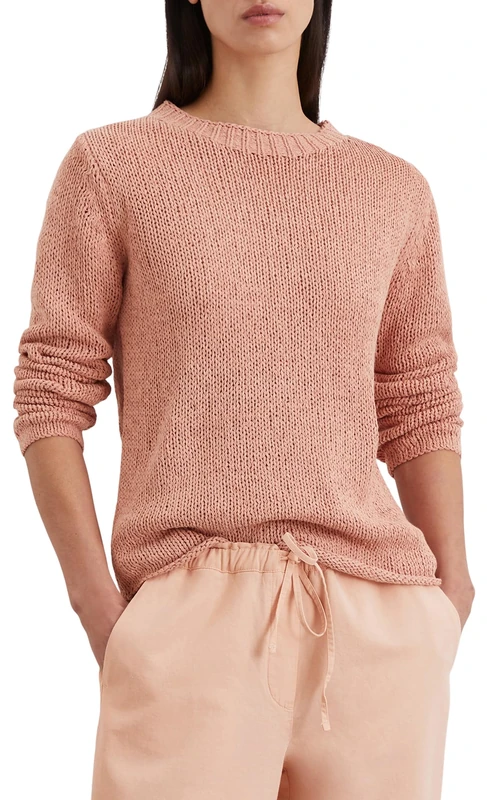 Marc OߴPolo Women's Slim Fit Knitted Jumper with Round Neck, Pink (Mellow Peach), XS