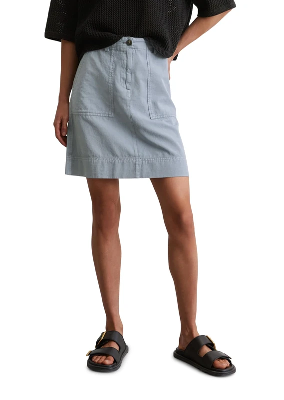 Marc OߴPolo Women’s Tailored Fit Cotton Linen Blend Mini Skirt, Blue (Nordic Sea), 20