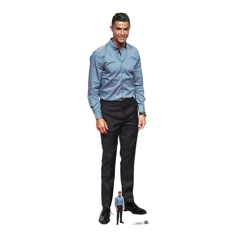 CS1138 Ronaldo Blue Shirt Height 188cm Lifesize Cardboard Cut Out With Mini