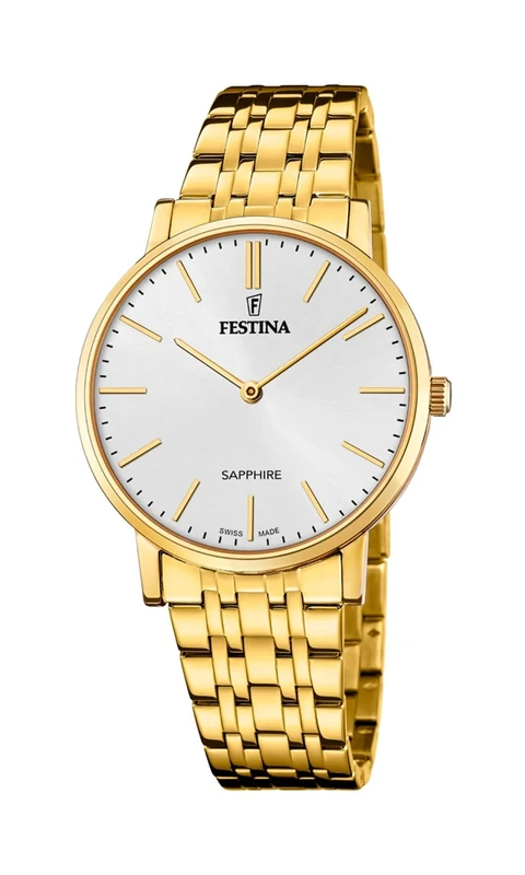Festina Swiss Made Mens Gold PVD-Plated Steel Watch with Bracelet F20046/2