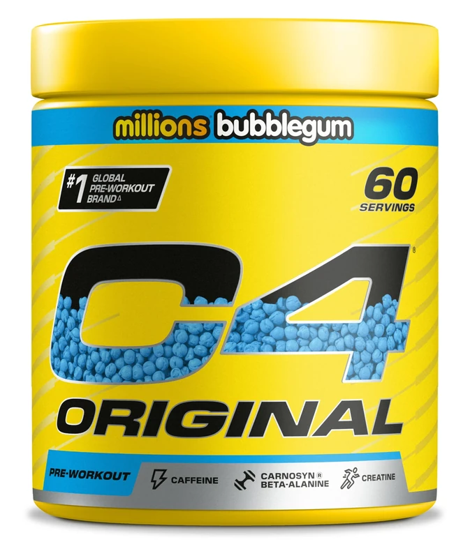C4 Original Pre Workout Powder, Bubblegum, 60 Servings | Zero Sugar Pre Workout Energy Drink Powder with 150mg Caffeine, 1500mg Creatine Monohydrate, 1600mg Beta Alanine