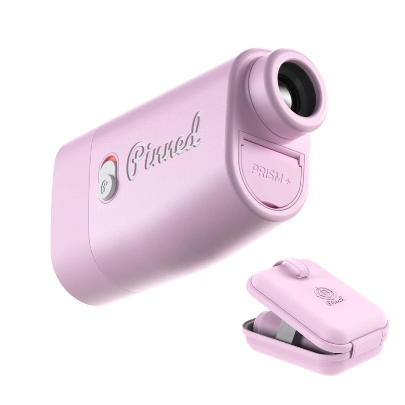 Pinned Golf Prism+ Slope Golf Rangefinder - Golf Distance Rangefinder with Slope - USB Rechargeable, Pinned Locked Vibration Laser Range Finder - Range Finder Accessories - Pink