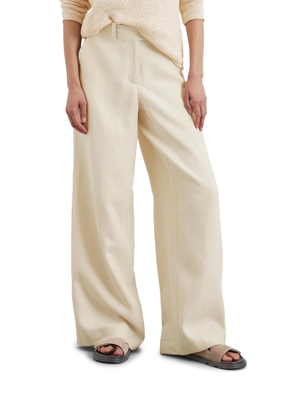 Marc OߴPolo Women's Elegant Wide Leg Trousers, Off White (Natural Cotton), 16
