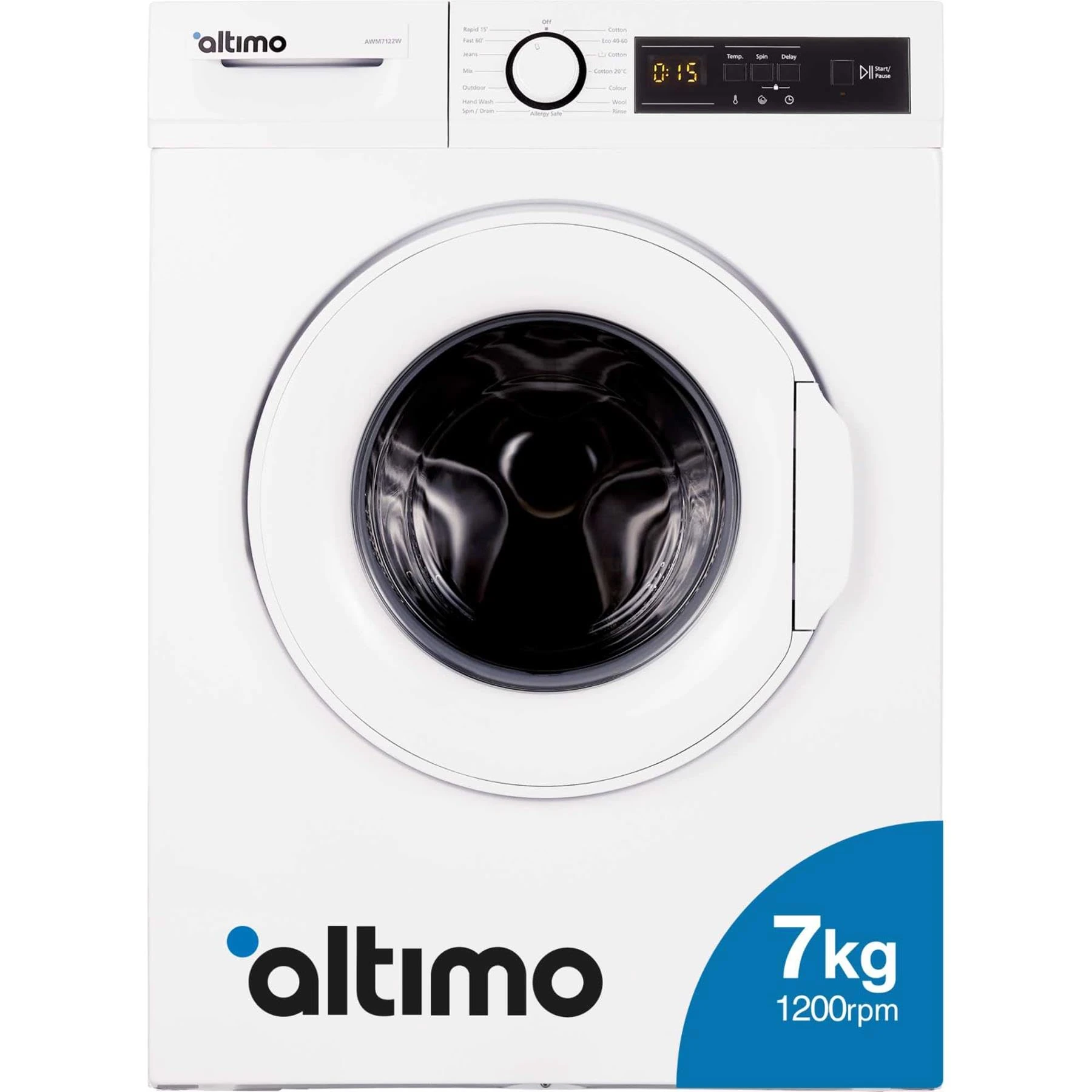 Altimo AWM7122W Freestanding Washing Machine, 7kg Load, 1200prm, White [Energy Class D]