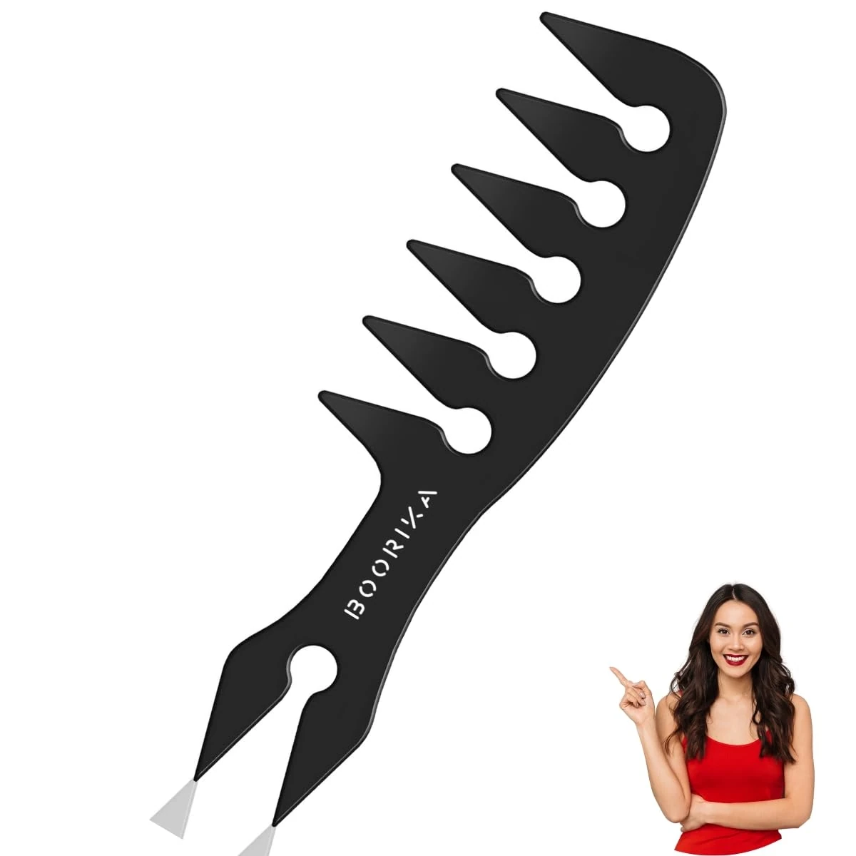 BOORIKA Texture Comb – Wide-Tooth Comb for Styling Wavy, Curly, and Thick Hair for Men and Women – Perfect for Salon, Barber, and Home Use