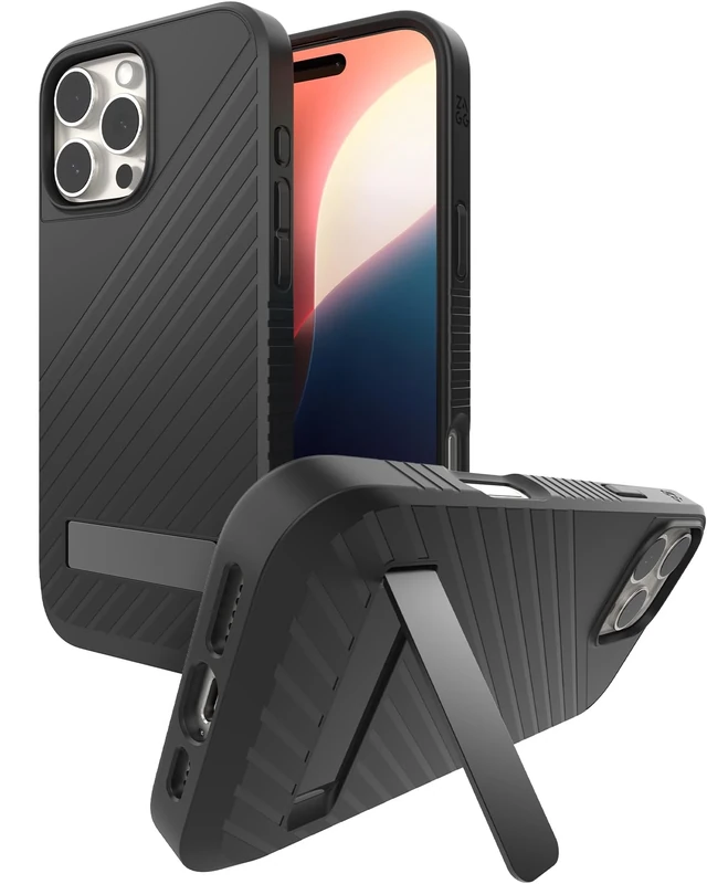 ZAGG Denali Snap KS Graphene Reinforced Case for iPhone 16 Pro Max [6.9 Inch] with Built-in Kickstand, MagSafe Compatible, Dual Layer Design, Shockproof, Back Cover (Black)
