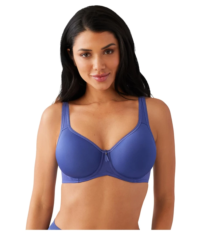 Wacoal Women's Basic Beauty Lightly Padded Underwire Full Coverage T-Shirt Bra, 853192, Opaque, Skipper Blue, 36E