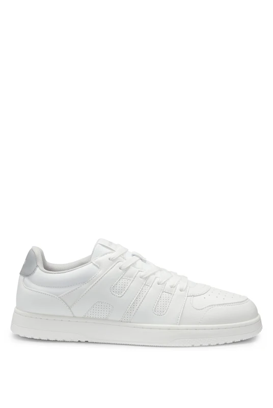 HUGO Mens Hadrian Tenn Faux-Leather Trainers with Logo Uppers Size 11