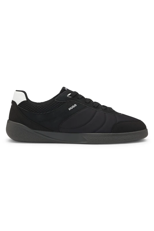 HUGO Mens Riven Tenn Football-Inspired Trainers with Faux Suede Size 6 Black