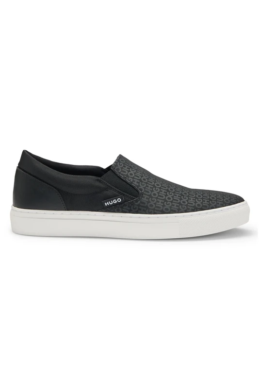 HUGO Mens Morrie Slon Slip-on Shoes with Logo Vamp Size 5 Black - Image 1