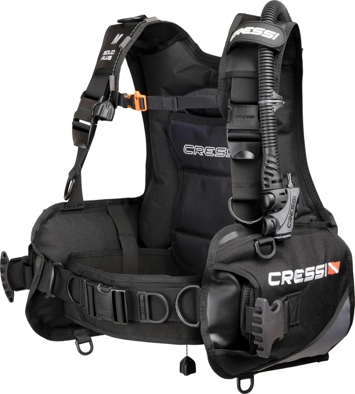 Cressi Solid Plus BCD 2XS - Buoyancy Compensator Device Diving Jacket (BCD), Classic Construction, Black, 2XS, Unisex