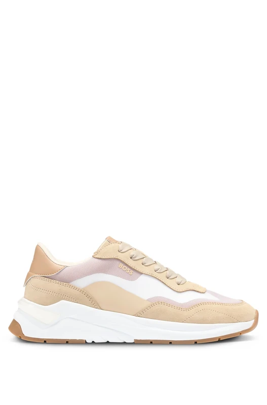BOSS Skylar_Runn_mxth, Women Sneaker, Medium Beige,