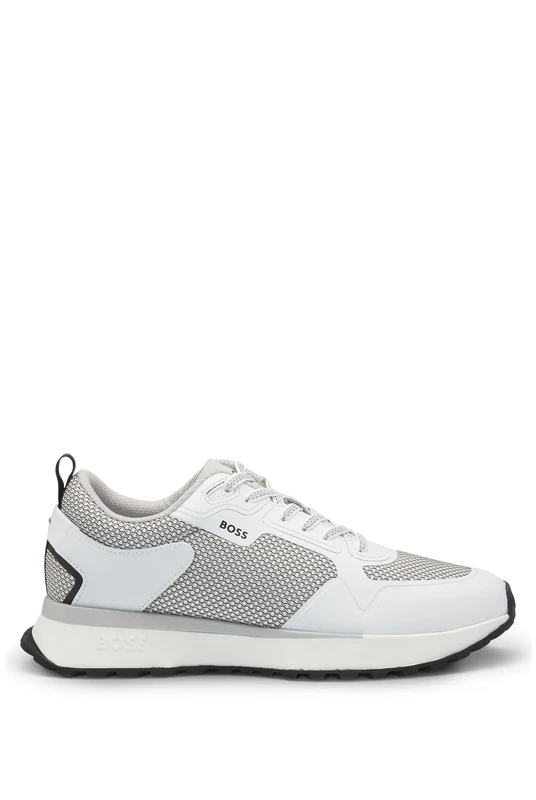 BOSS Mens Jonah Runn Mesh-Detail Trainers in Mixed Materials Size