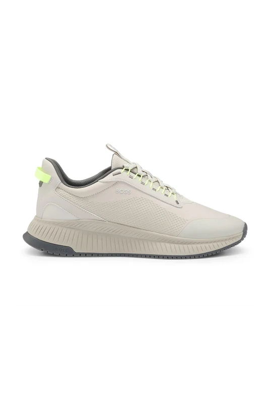 BOSS Mens TTNM EVO Runn Ribbed-Sole Trainers with Thermo-Bonded Uppers Size 12 Light Beige