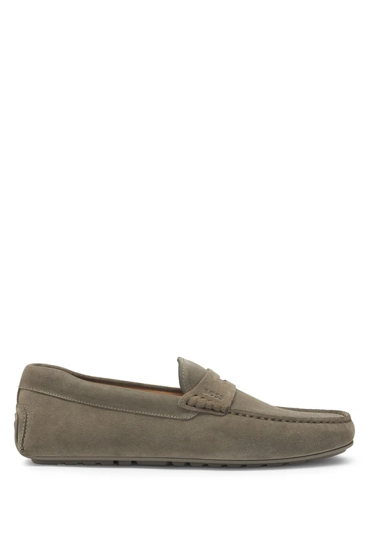 BOSS Mens Noel Mocc Suede Moccasins with Penny Trim Size 6