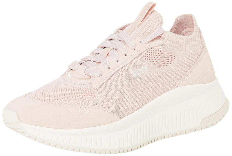 BOSS Women's TTNMEVO_Slon_lowkn Sneaker, Light/Pastel Pink, 5 UK