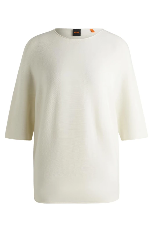 BOSS Women's C_Flambers 10270227 01 Knitted_Sweater, Open White118, XL