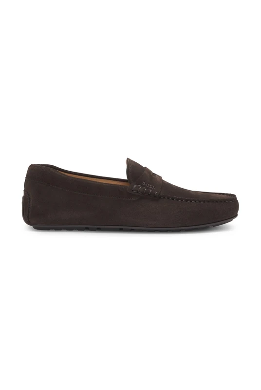 BOSS Mens Noel Mocc Suede Moccasins with Penny Trim Size 9