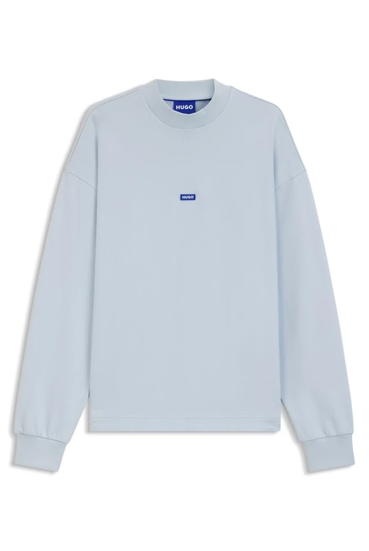 HUGO Mens Nedro Cotton-terry sweatshirt with blue logo patch