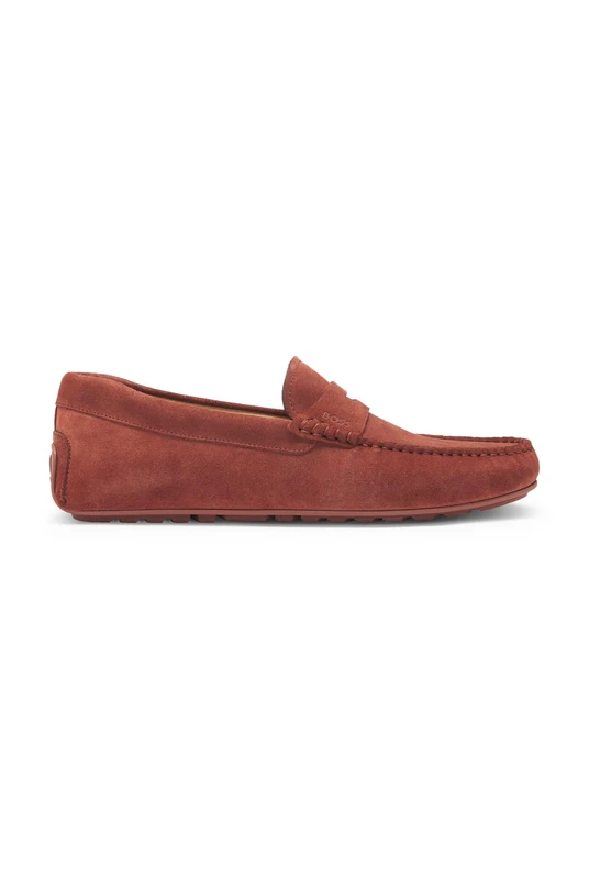 BOSS Mens Noel Mocc Suede Moccasins with Penny Trim Size 8
