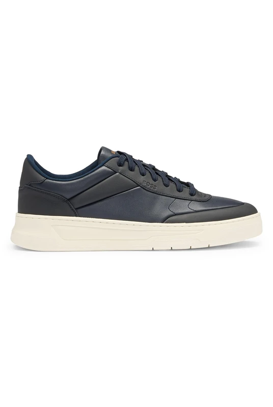 BOSS Mens Baltimore Tenn Basketball-Style Trainers in Two-Tone Leather Size 6 Dark Blue