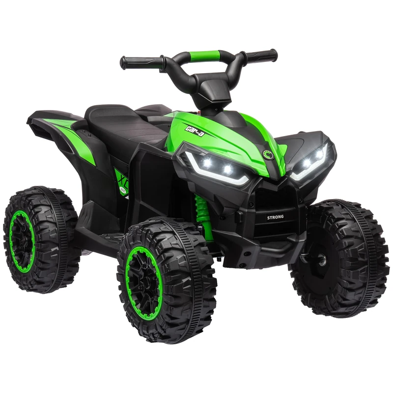 HOMCOM 12V Electric Quad Bike for Kids Ride On Car ATV Toy, with Forward Reverse Functions, LED Lights, Music, for Ages 3-5 Years - Green