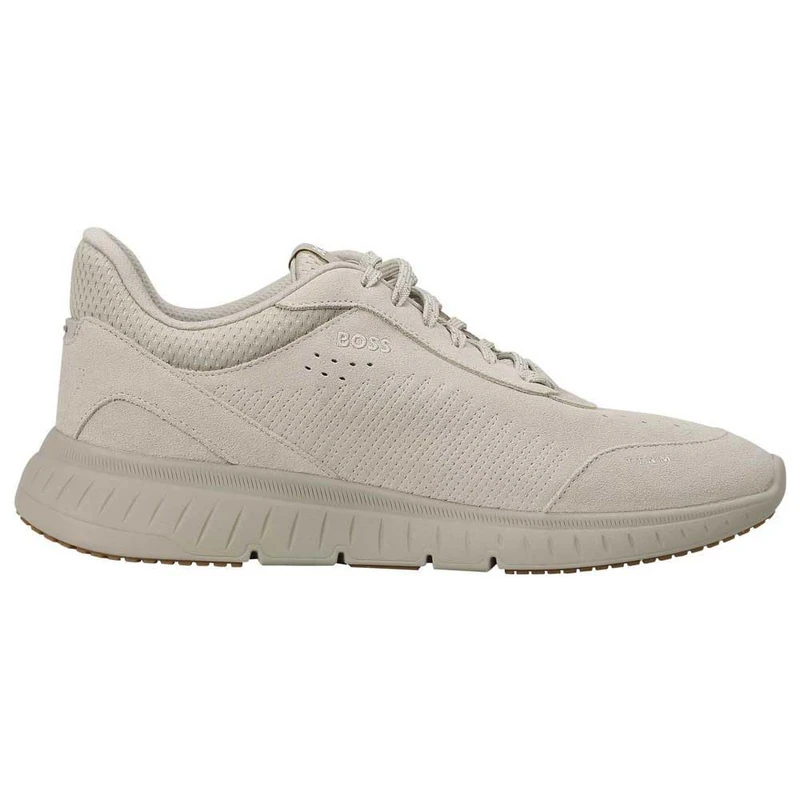BOSS Men Running Shoes - Light Beige Leather Trainers