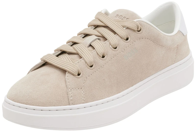 BOSS Women's Kieran_Tenn_sdW Sneaker, Light Beige, 3 UK