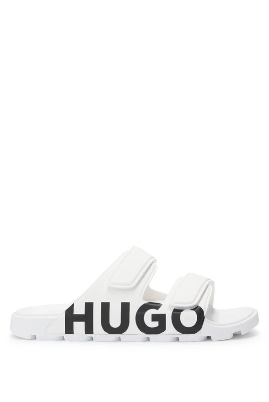 HUGO Mens Evander Sand Logo Sandals with Double Touch-Closure Straps Size 8