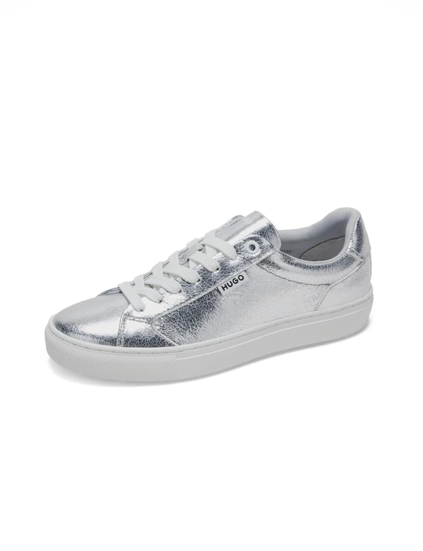 HUGO Women's Morrie_Tenn_crk Sneaker, Silver, 6 UK