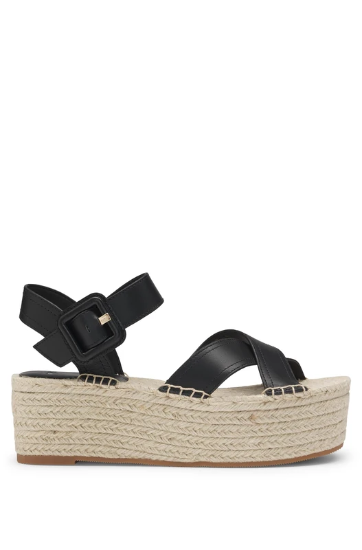 BOSS Women's Machica_Pltsan_LTBK Sandal, Black, 8 UK