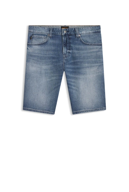 BOSS Mens Re.Maine Shorts BO Maine Shorts in Blue Comfort-Stretch Denim - Image 1