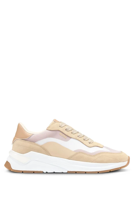 BOSS Skylar_Runn_mxth, Women Sneaker, Medium Beige,