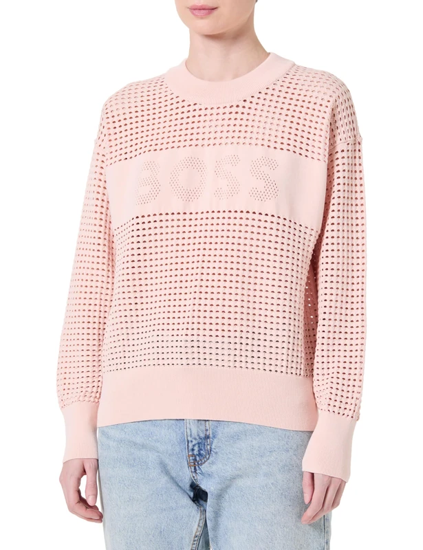 BOSS Women's C_Fhein 10257775 01 Knitted_Sweater, Open Pink690,