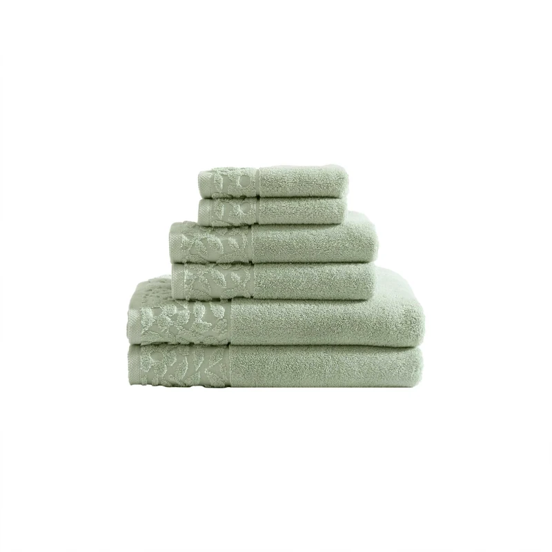 Laura Ashley - Towel Set, Luxuriously Soft & Absorbent Cotton Towels, Fade Resistant & Low Linting, Chic Bathroom Decor (Marilyn Green, 6-Piece)