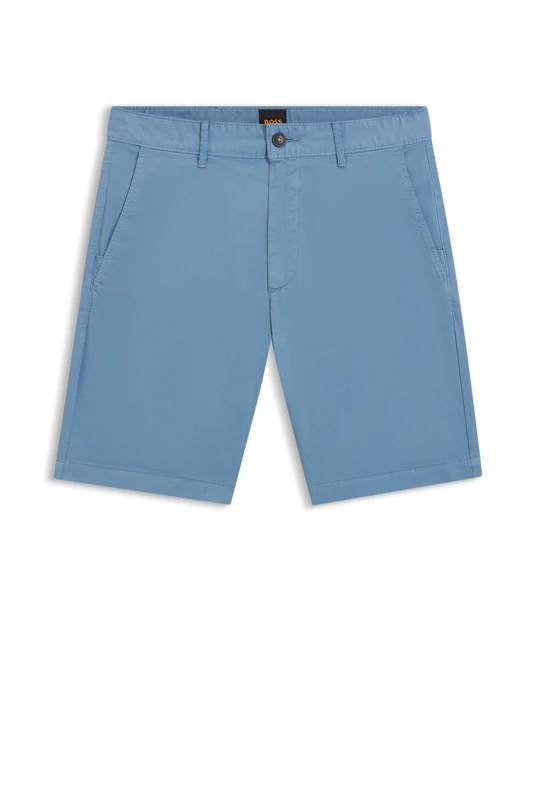 BOSS Men's Chino Slim Shorts Slim Fit Shorts in Elastic Cotton Twill, Open Blue462, 29